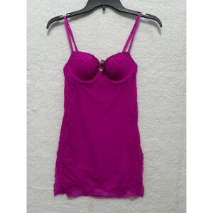 Victoria's Secret Babydoll Top 34B Purple Lace Trimmed Adjustable Strap Lingerie